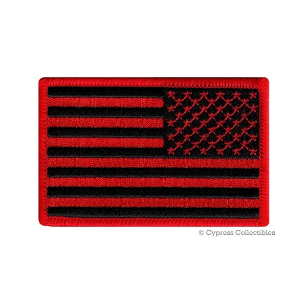 Cypress Collectibles Inc. AMERICAN FLAG EMBROIDERED PATCH iron-on BLACK RED