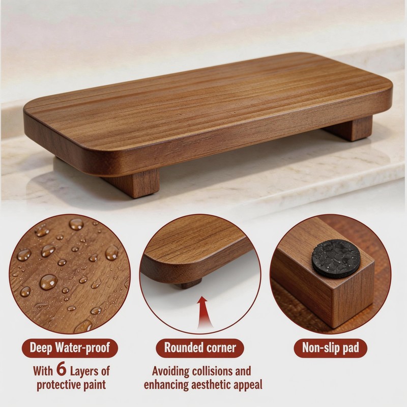Wood Riser for Kitchen Counter,10" x 5" Walnut Farmhouse Pedestal