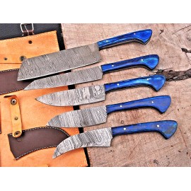 Handmade Custom Hand Made FORGED DAMASCUS STEEL CHEF KNIFE SET Kitchen Knives 1677