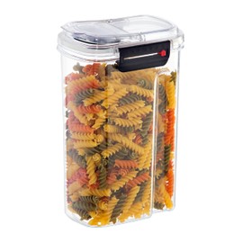 OGGI Easi Grip 57oz Moisture Proof Storage Container, Ultra Clear BPA-Free Sealable Canister, Flip Open Pouring Lid, Date Reminder Slider on Clip, Ideal Cereal Dispenser (57oz / 1.7lt)