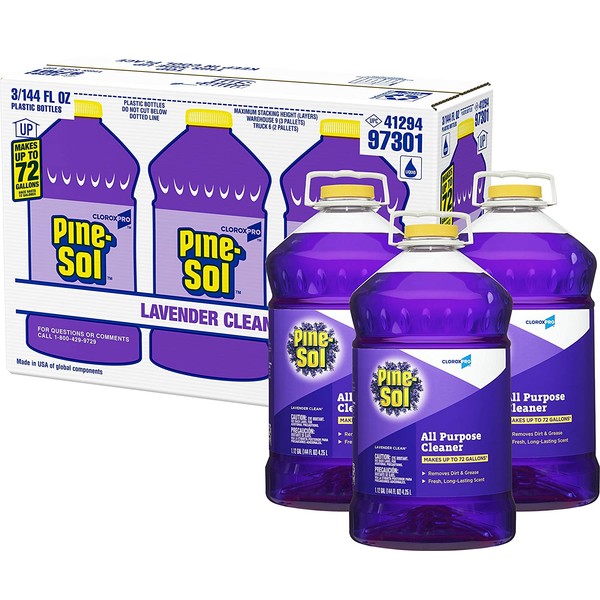 Pine-Sol CloroxPro All Purpose Cleaner, Lavender Clean, 144 Ounces Each (Pack of 3) (97301) (Package may vary)