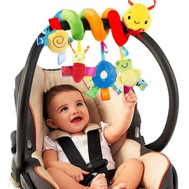 FPVERA Baby Crib Hanging Rattles Toys - Infant Baby Worm Crib Bed Around Rattle Bell Cartoon Insect Spiral Hanging Toy with Ringing Bell for Infants Bed Stroller Car Seat Bar for Babies Boys and Girls