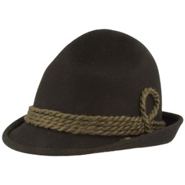 Breiter Original Men's Traditional Hat, Felt Hat, Hiking Hat, Pointed Head, 100% Wool, Narrow Brim & Wool Cord, Three Colours, black