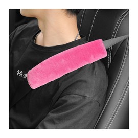 Ziciner 2 Packs Car Seatbelt Covers Shoulder Pad, Universal Soft Faux Sheepskin Shoulder Cover for Comfortable Driving, Fluffy Seat Belt Protector Help to Protect Your Neck and Shoulder (Pink)