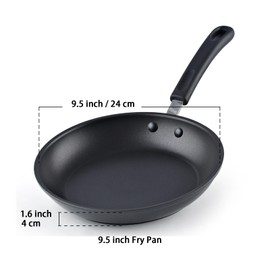 Cook N Home Nonstick Saute Fry Pan 9.5-inch Professional Hard Anodized Frying Pan, Dishwasher Safe with Stay-Cool Handles, Black