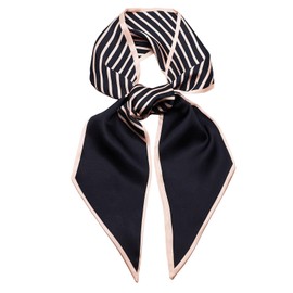 QIUTIMIY Silk-Like Belt & Scarf for Women - Fashion Satin Scarf for Hair & Accessories (Line Black)