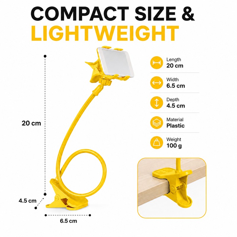 Flexible Gooseneck Phone Holder for Bed & Desk – 360°