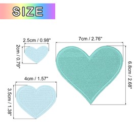 MECCANIXITY Heart Shaped Iron on Patches 2.5/4/7x2/3.5/6.8cm Embroidered Sew Patches Appliques Garment Embellishments for Clothing Repair Backpack Shoes Decoration Blue 30Pcs