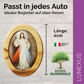 LUNEXUS Magnet Olive Wood - Merciful Jesus Picture - Christian Picture of Saints - Blessed - Religious Decoration for Car, Fridge & More - Gift for Christians, Pilgrims, Communion & Confirmation