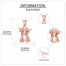 ONEFINITY Highland Cow Necklace Sterling Silver Cow Pendant Jewelry Gifts for Women Girls…