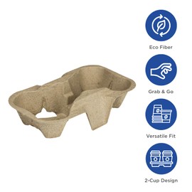 Karat C5001 Molded Fiber 2 Cup Holder for 8oz to 24 oz Cups (Pack of 600)