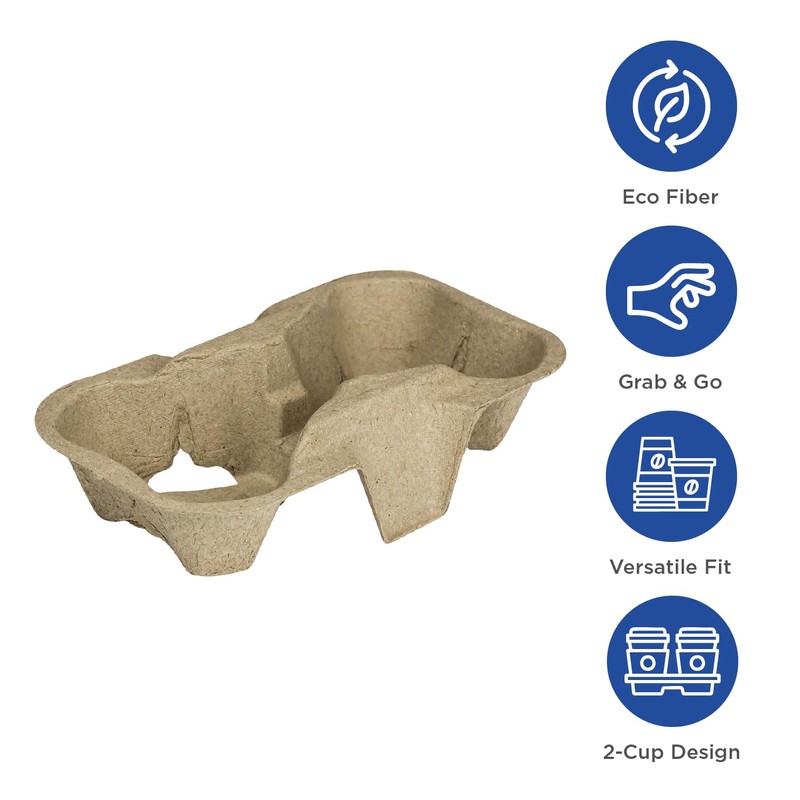 Karat C5001 Molded Fiber 2 Cup Holder for 8oz to