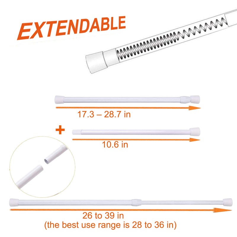 Tension Rods Shower 26 in to 39 Small Adjustable Curtain