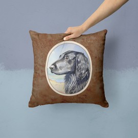 Caroline's Treasures 7064PW1414 Flat Coated Retriever Fabric Decorative Pillow Machine Washable, Indoor Outdoor Decorative Pillow for Couch, Bed or Patio, 14Hx14W