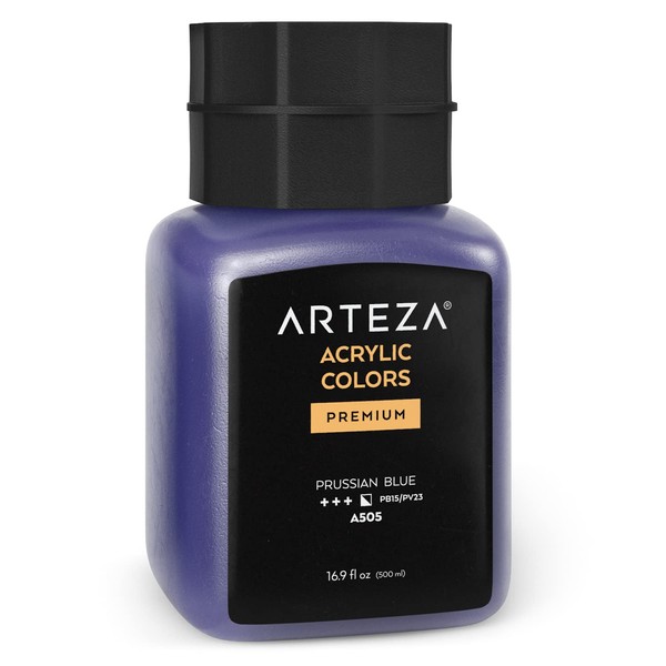 ARTEZA Acrylic Paint, A505 Prussian Blue, 16.9 fl oz, 500ml