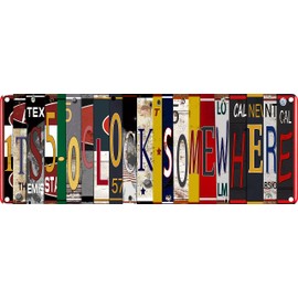 Saraheve Five O Clock Somewhere Unique Metal Wall Decor for Home, Bar, Diner, Pub, 16 x 6 Inches,Fun Kitchen Decor, Unique Drinking Sign, Funny Bar Signs, Vintage Kitchen Signs