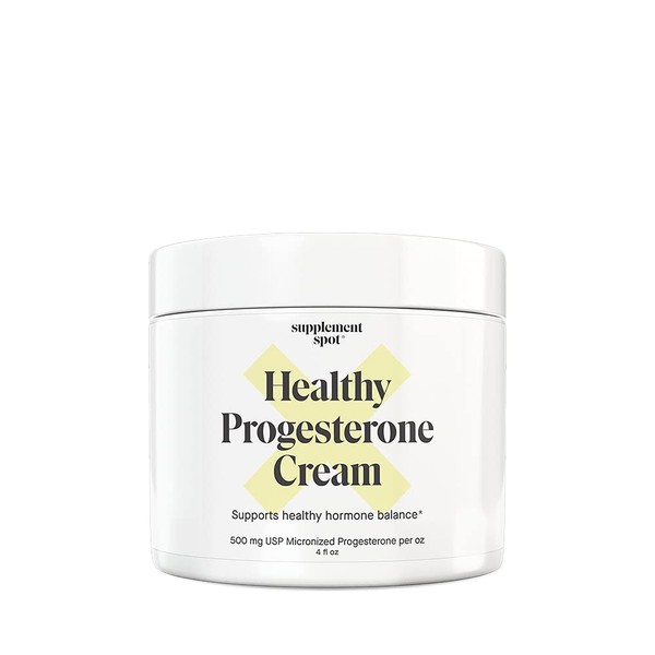 Supplement Spot Healthy Progesterone Cream for Women – Micronized Bioidentical USP Progesterone Cream for Menopause Relief & Perimenopause Relief – Supports Healthy Mood Balance (4 oz)