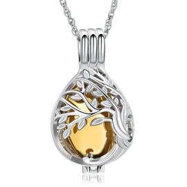 shajwo Tree of Life Urn Necklaces for Ashes for Women Men Teardrop Cremation Jewelry for Ashes Memorial Pendant,Gold