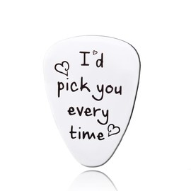 Guitar Pick Gift for Husband Boyfriend Birthday Christmas Gifts for Him Men I'd Pick You Every Time Guitar Pick Anniversary Wedding Gifts for Husband Guitar Players Lovers Musician Guitarist Gifts