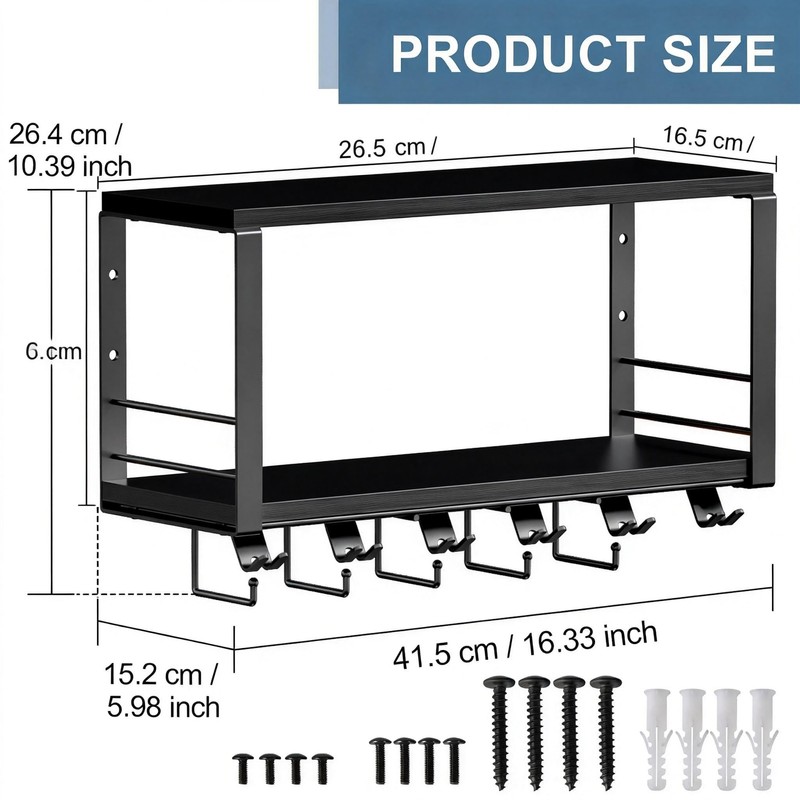 TJ.MOREE Floating Shelf Compatible 2 Tier with Tonal Accessories Wall