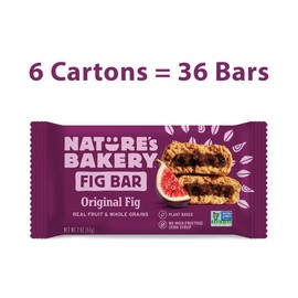 Nature’s Bakery Whole Wheat Fig Bars, Original Fig, Real Fruit, Vegan, Non-GMO, Snack bar, 6 boxes with 6 twin packs (36 twin packs)