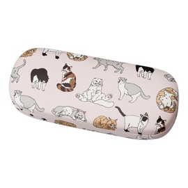 Pearl Eyeglass Case, Eyeglass Case, Hard Case, Synthetic Leather, Spring Type, with Microfiber Cloth, Men's, Women's, Unisex, Cat Feeling, Pink, Mother's Day, Father's Day, Gift Present