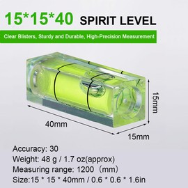 Uadme Mini Bubble Spirit Level, 5Pcs 15 * 15 * 40mm Square Small Bubbles Levels, String Line Spirit Level, Measuring Instruments Layout Tools