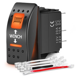 Nilight UTV Winch Rocker Switch Momentary On Off On 7 PIN DPDT LED Light Bar Switches with Orange Backlit 12V 24V Toggle Switches with Jumper Wires Set for ATVs UTVs Cars Trucks RVs