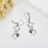 SHEAISRS Paw Print Earrings 925 Sterling Silver Black Cat Dog