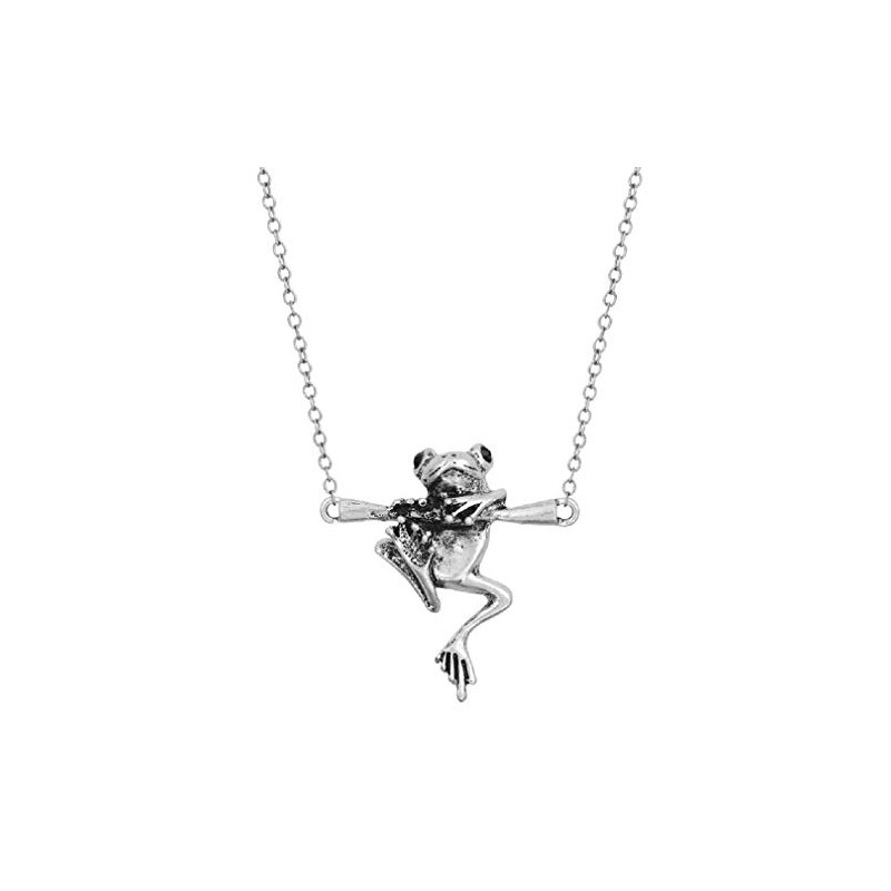 PikaLF Men's Norse Viking Frog Pendant Necklace, 17.7in Chain, Silver