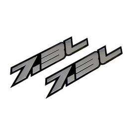 7.3L Liter Silver on Black Highly Polished Aluminum Chrome Truck Engine Swap Badge Nameplate Emblem Compatible with Ford Power Stroke F250 F350 F450 F550 Turbo Diesel Excursion (Pack of 2)