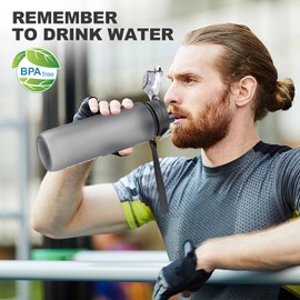 Gobravio Sports Water Bottle 1L Drinks Bottle BPA Free Water Bottle with Lock Cover & Leak Proof,for Gym, School,Cycling,Outdoor,Sports,Fitness& Office