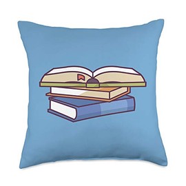 Literature Nerd Designs Bookworm Book Lover Nerd Literature Throw Pillow, 18x18, Multicolor