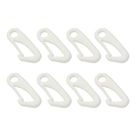 Ieron 8 Pieces Flag Pole Clip, Wind Flagpole Carabiner Hook, Flag Nylon Rope Accessories, Garden Flag Clips, Wind Shield Flag Hook Rings Set for Connecting Fixed Flags and Ropes, White