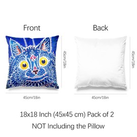 Berkin Arts Decorative Square Throw Pillow Covers Farmhouse Cushion Cases Designed of Art Animal,Polyester Blend. Pack of 2, 18x18 Inch. Lovely Blue for Coffee (A Cat in Gothic Style by Louis Wain)