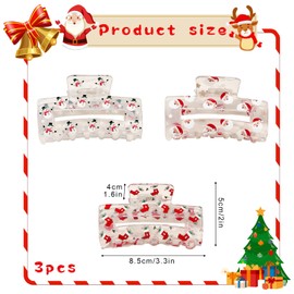 3 Pcs Christmas Hair Claw Clip,Snowmen Santa Claus Pattern Claw Clips,Large Hair Clamps Jaw Clips for Thin Thick Hair,Christmas Decorative Hair Claw Clips for Women Girls Gifts (A)