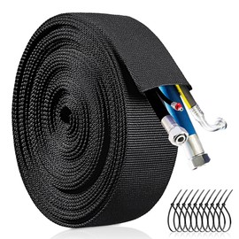 Nylon Hydraulic Hose Protector Sleeve Cord Tig,Cable Sleeve Protective Chain Cover Hose Sheathing Hydraulic Wrap Cutting Wire Sheath Management Wrap for Cord Welding Torch Black（26.5ft-1.57 inch Id ）