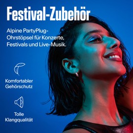 Alpine PartyPlug Ear Protection Earplugs for Concerts, Festivals, Music, Party & Disco - 19 dB Noise Protection - High Music Quality Reusable 3 Sizes (S/M/L), Black