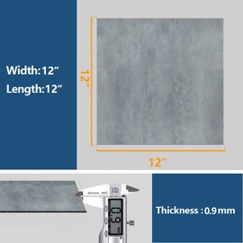 VEELIKE 4 Pack Grey Peel and Stick Floor Tile Concrete Vinyl Floor Tiles 12''x12'' Waterproof Removable Self Adhesive Vinyl Flooring Tiles Peel and Stick on Floor Tiles for Bathroom Bedroom Kitchen