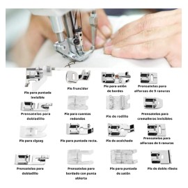 Kit Multifuncional 16 Prensatelas Repuesto Máquina Domestica