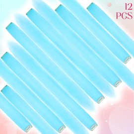 FELENDY 12 PCS Colored Clip in Hair Extensions Highlight Straight Wavy Color Hairpieces Synthetic for Women Blue
