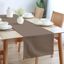 Encasa Homes Table Runner 13x91 in Long | Cotton Canvas Fabric | Beige Solid Color | Machine Washable & Durable