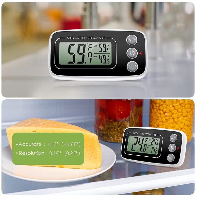 KeeKit Refrigerator Thermometer, 4 Pack Digital Freezer Thermometer, Upgraded Fridge