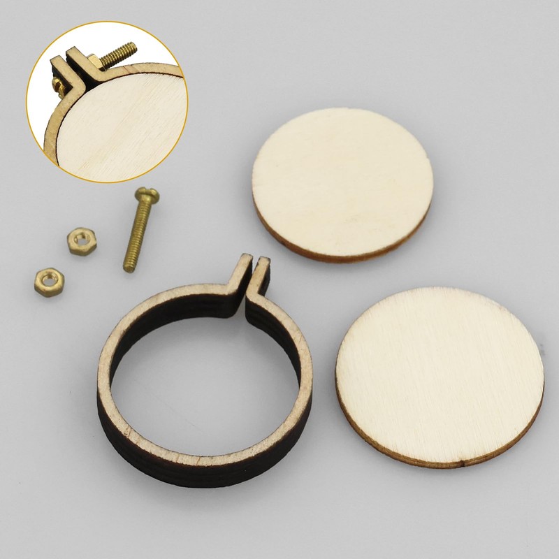 12 Pieces Mini Wooden Hoops Die Cut for Cross Stitch