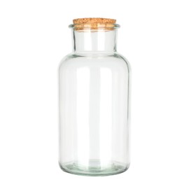 Magic Season Decorative Glass Bottles with Cork Stoppers (16.9 fl oz. Wide Mouth Round Bottles / 1 Pcs)