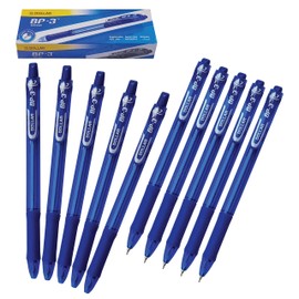 Retractable Ballpoint Pens, BLUE, Pack of 10, Fine Point (0.7mm), VAI-JTN Click Ball Pens, Perfect Pens for School Office Home, iVAIDEX Black Ball Pen