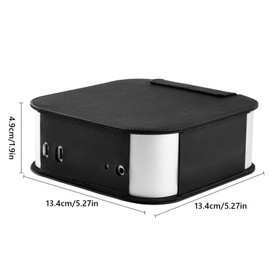 Protective Case Cover for Mac Mini M4/M4 Pro 2024, Leather, with Stand Support/Heat Dissipation (Black)