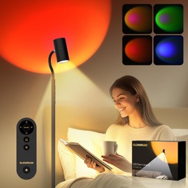 GLOWRIUM-H2 Bright LED Floor Reading lamp,Dual-Sided Lighting Tall lamp, 5 Mode Mood Light, Adjustable Brightness， Remote & Touch Control,Standing lamp for Living Rooms, bedrooms & Offices
