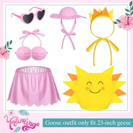 Silicherry 2 Set Hawaiian Luau Porch Goose Outfit for Lawn 23'' Plastic Goose Clothes Costume Summer Outdoor Decor(Sunny Style)