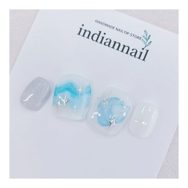 Ink Marble Pedi Tips - Pedi Tip Full Set (10P)
